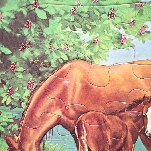 Lot of 1980's Frame Tray Puzzle Golden Pound Puppies Sesame Street Horse Kids - Picture 12 of 16